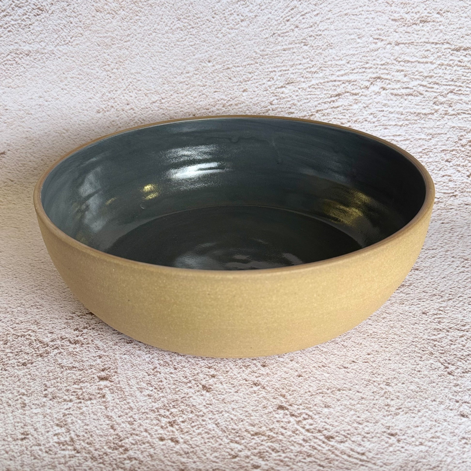 Extra Large Serving Bowl - Warm Brown Stoneware / Slate Grey Gloss