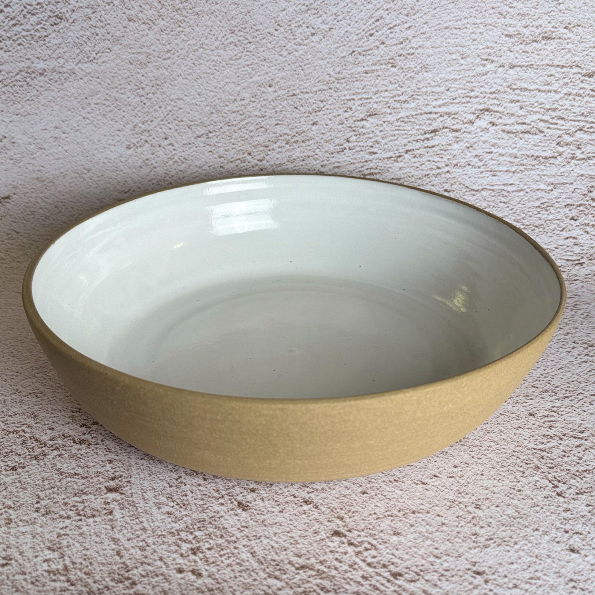 Extra Large Serving Bowl - Warm Brown Stoneware / White Gloss