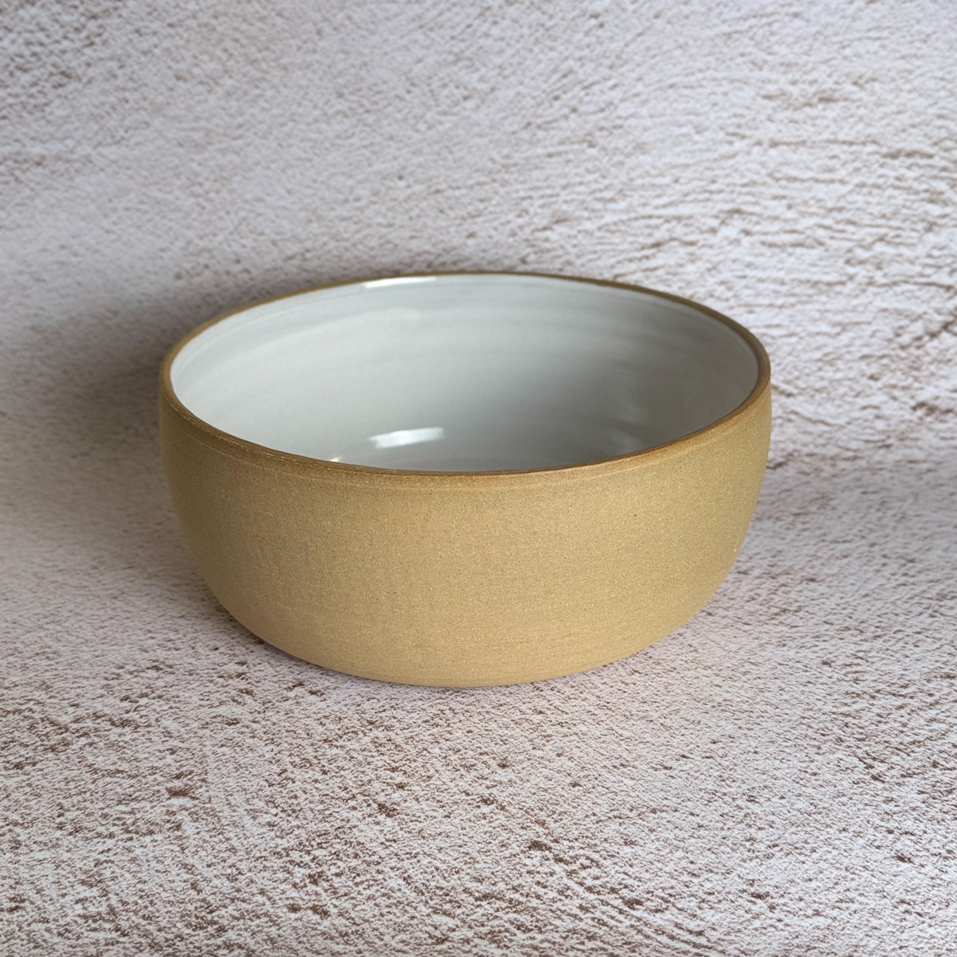 Large/Tall Serving Bowl - Warm Brown Stoneware / White Gloss