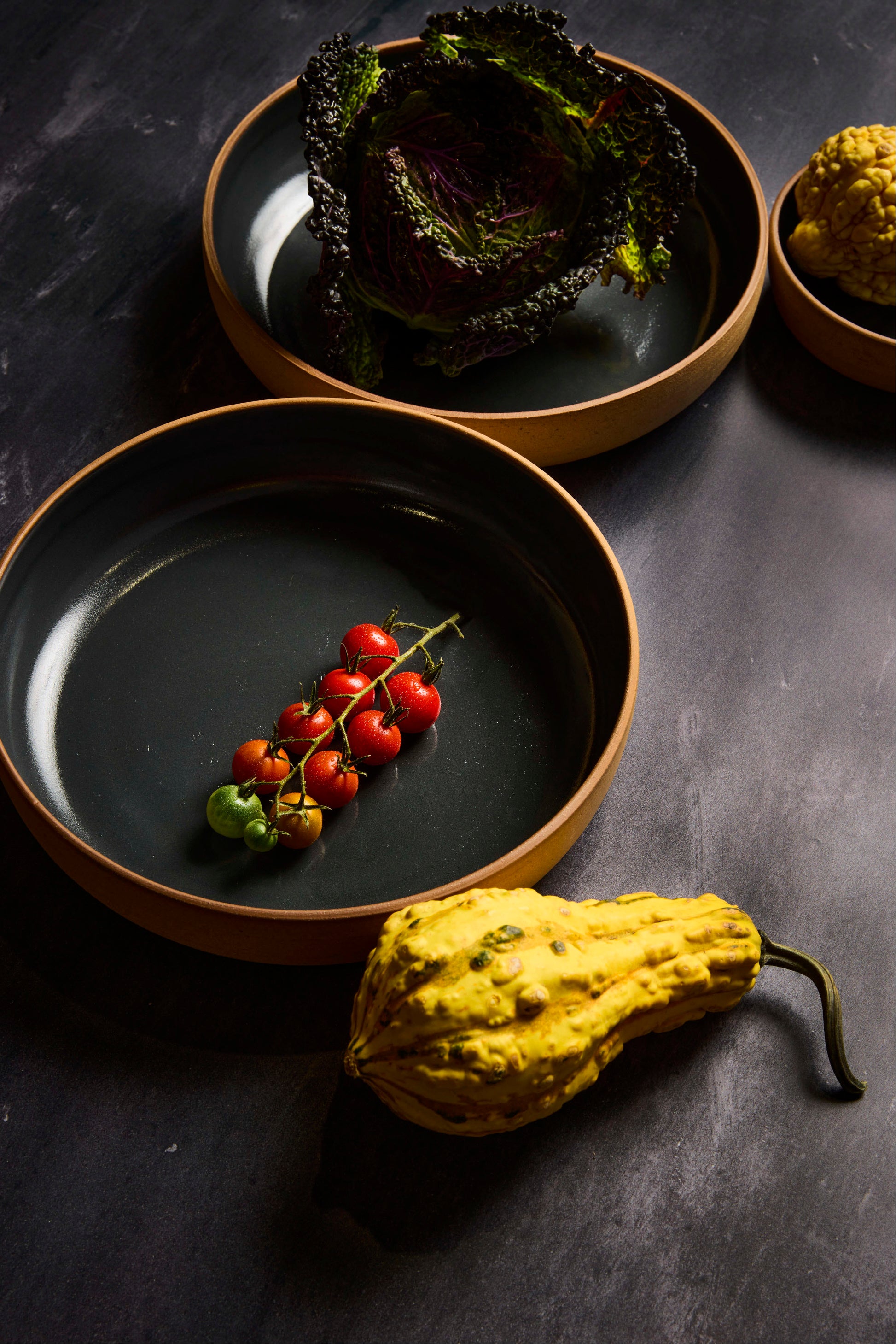 Dinner Plate - Warm Brown Stoneware / Slate Grey Gloss